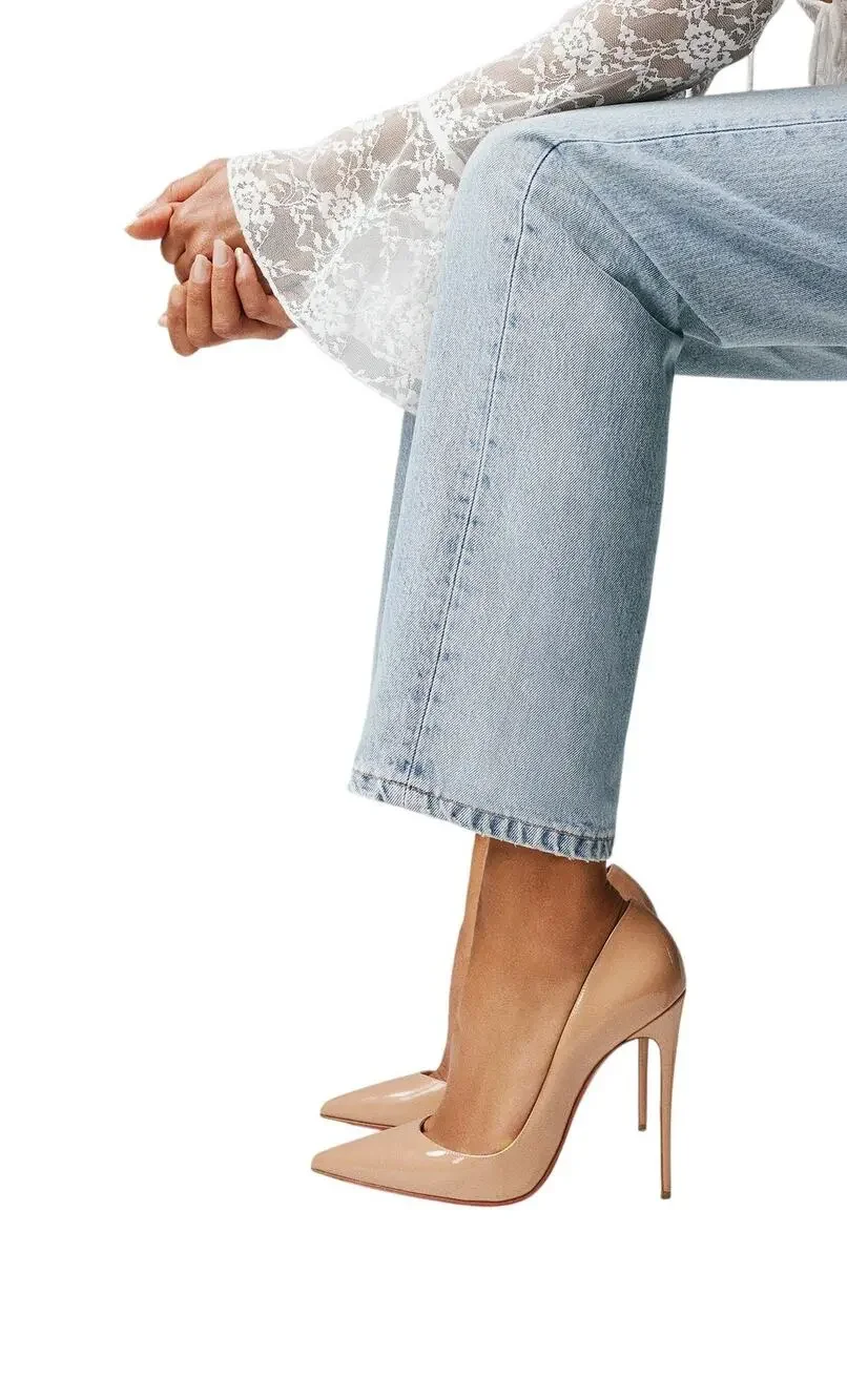 Christian Louboutin So Kate 120 Patent Leather Pumps Nude Women's Size 38